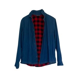 Riders by Lee Plaid Lined Denim Shirt Jacket Women’s Medium